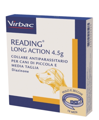 READING LONG ACTION 4.5g collare antiparassitario per cani di piccola e media taglia 6.3g collare antiparassitario per cani di grande taglia