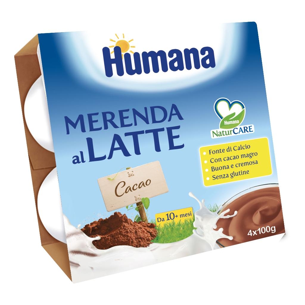 HUMANA MERENDA AL LATTE GUSTO CIOCCOLATO 100 G 4 PEZZI