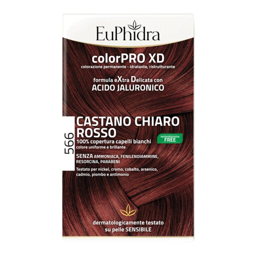 EUPHIDRA COLORPRO GEL COLORANTE CAPELLI XD 566 CASTANO CHIARO ROSSO 50 ML + ATTIVANTE + BALSAMO + GUANTI