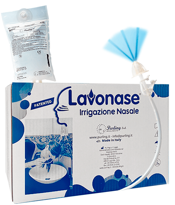 LAVONASE 2 BLISTER STERILI + 10 SACCHE SOLUZIONE FISIOLOGICAPER LAVAGGI NASALI + 1 CLAMP + 1 VENTOSA