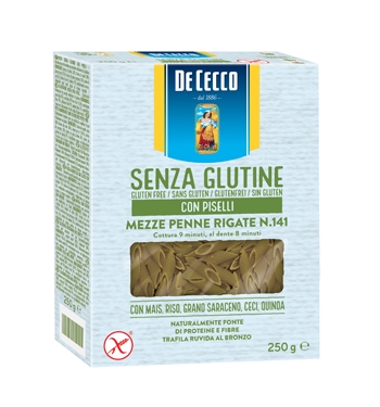 DE CECCO MEZZE PENNE RIGATE N141 CON PISELLI 250 G