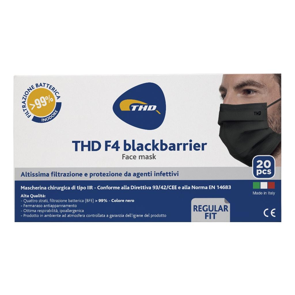 MASCHERINA CHIRURGICA THD MASK F4 BLACKBARRIER MULTI REGULAR 20 PEZZI