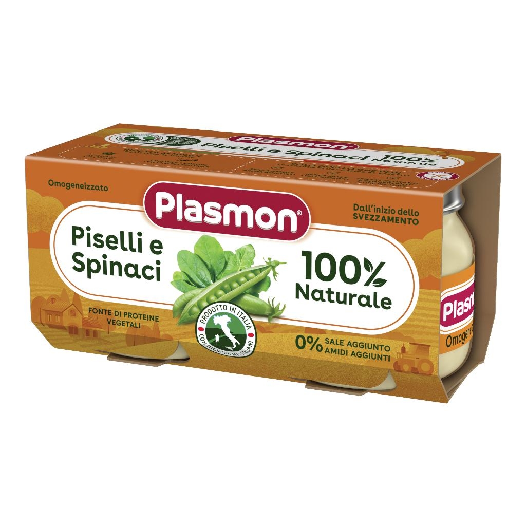 PLASMON OMOGENEIZZATO PISELLI SPINACI 2 PEZZI DA 80 G