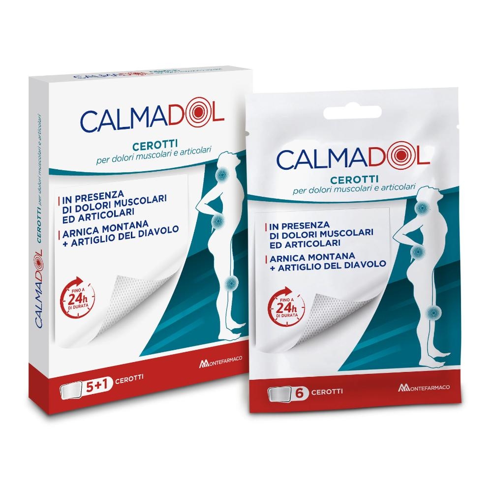CALMADOL CEROTTO ARNICA E ARTIGLIO DEL DIAVOLO PER DOLORI ARTICOLARI E MUSCOLARI 6 PEZZI