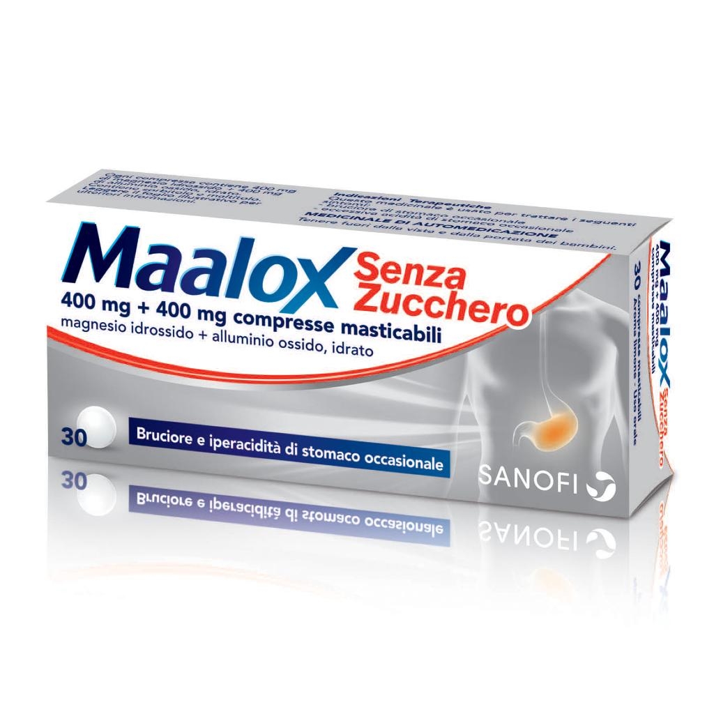 MAALOX 400 MG + 400 MG COMPRESSE MASTICABILI SENZA ZUCCHERO