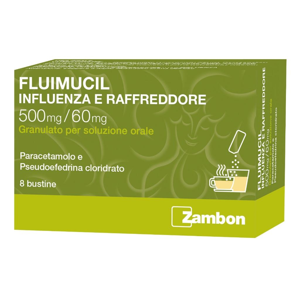 FLUIMUCL INFLUENZA E RAFFREDDORE 500 MG/ 60 MG GRANULATO PER SOLUZIONE ORALE