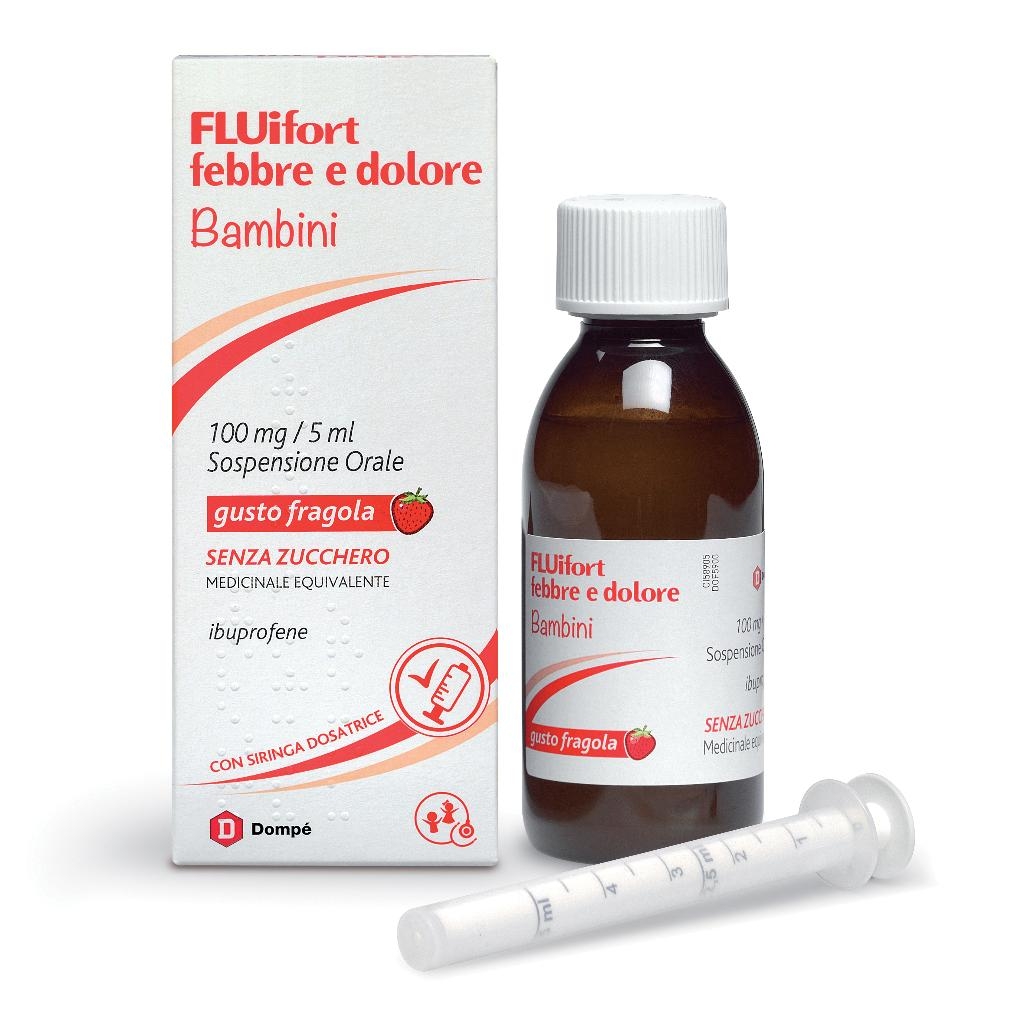 FLUIFORT FEBBRE E DOLORE BAMBINI 100MG/5ML SOSPENSIONE ORALE SENZA ZUCCHERO