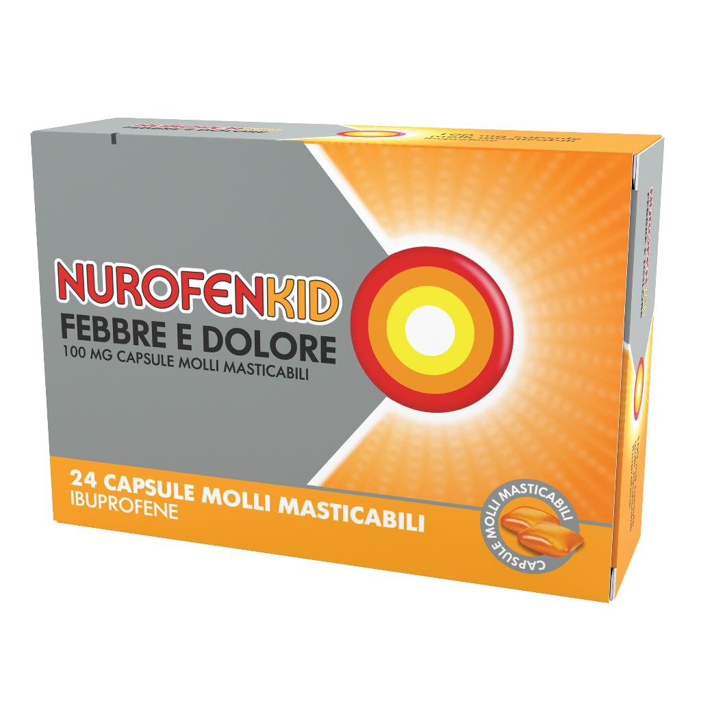 NUROFENKID FEBBRE E DOLORE 100 MG, CAPSULE MOLLI MASTICABILI