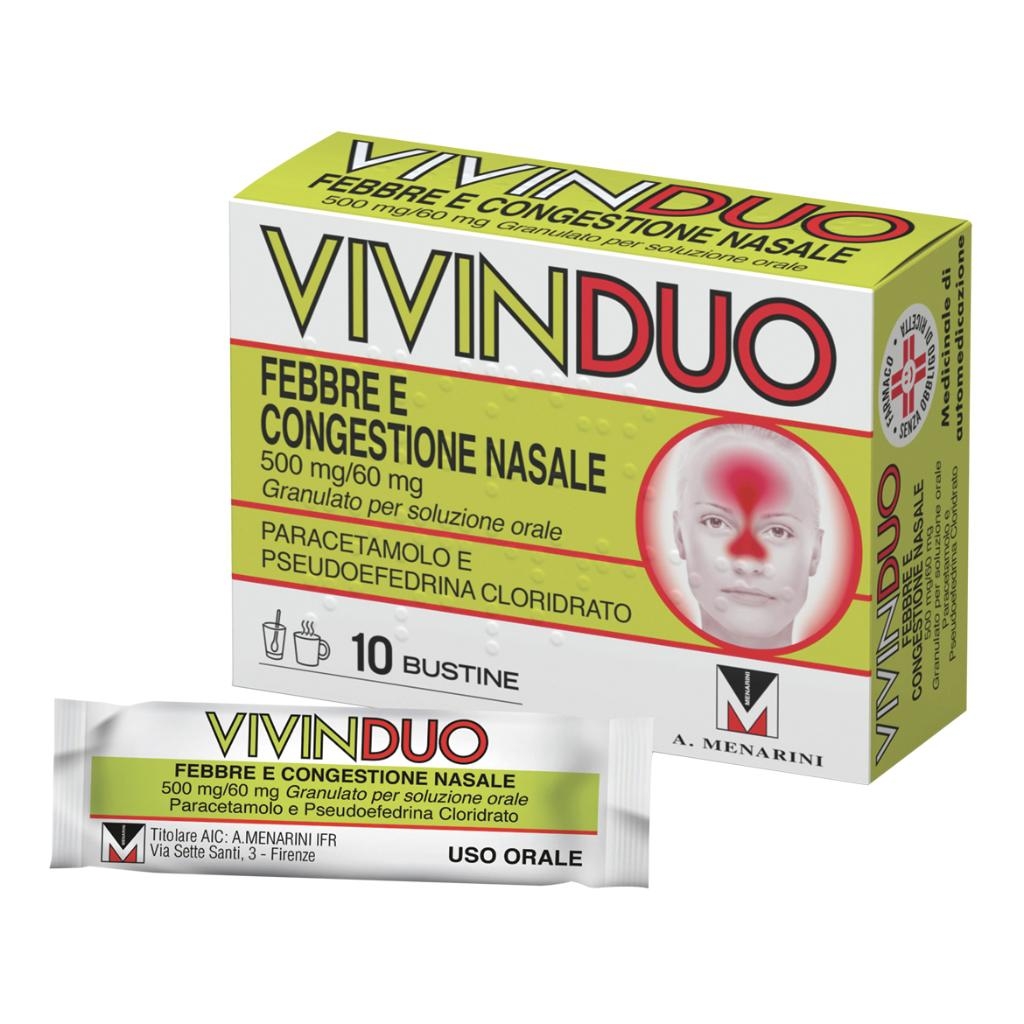 VIVINDUO FEBBRE E CONGESTIONE NASALE 500 MG/60 MG GRANULATO PER SOLUZIONE ORALE