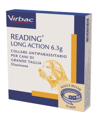 READING LONG ACTION 4.5g collare antiparassitario per cani di piccola e media taglia 6.3g collare antiparassitario per cani di grande taglia