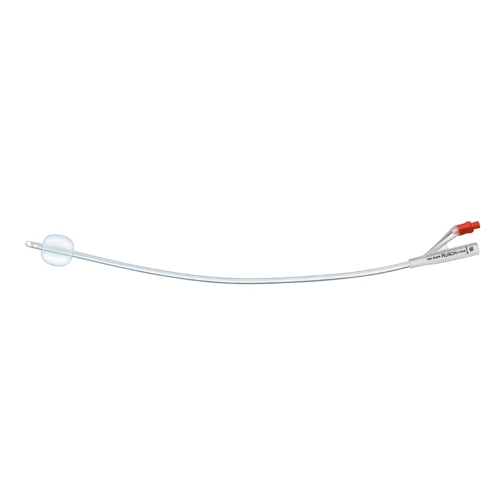 CATETERE FOLEY IN SILICONE PER ADULTI BRILLANT PLUS 2 VIE SENZA SCANALATURE CH18 LUNGHEZZA 41 CM PALLONCINO 10 ML PUNTA CILINDRICA 2 FORI 1 PEZZO