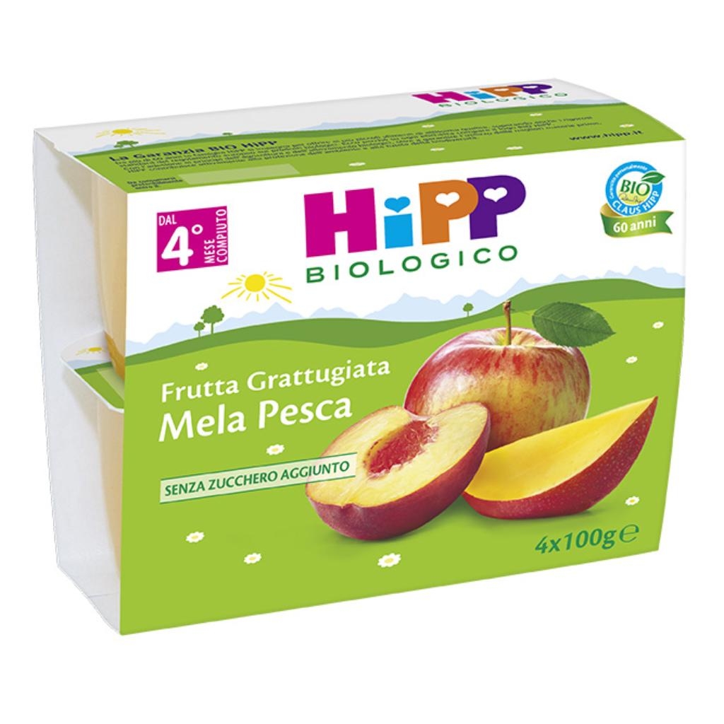 HIPP BIO FRUTTA GRATTUGGIATA MELA PESCA 4X100 G