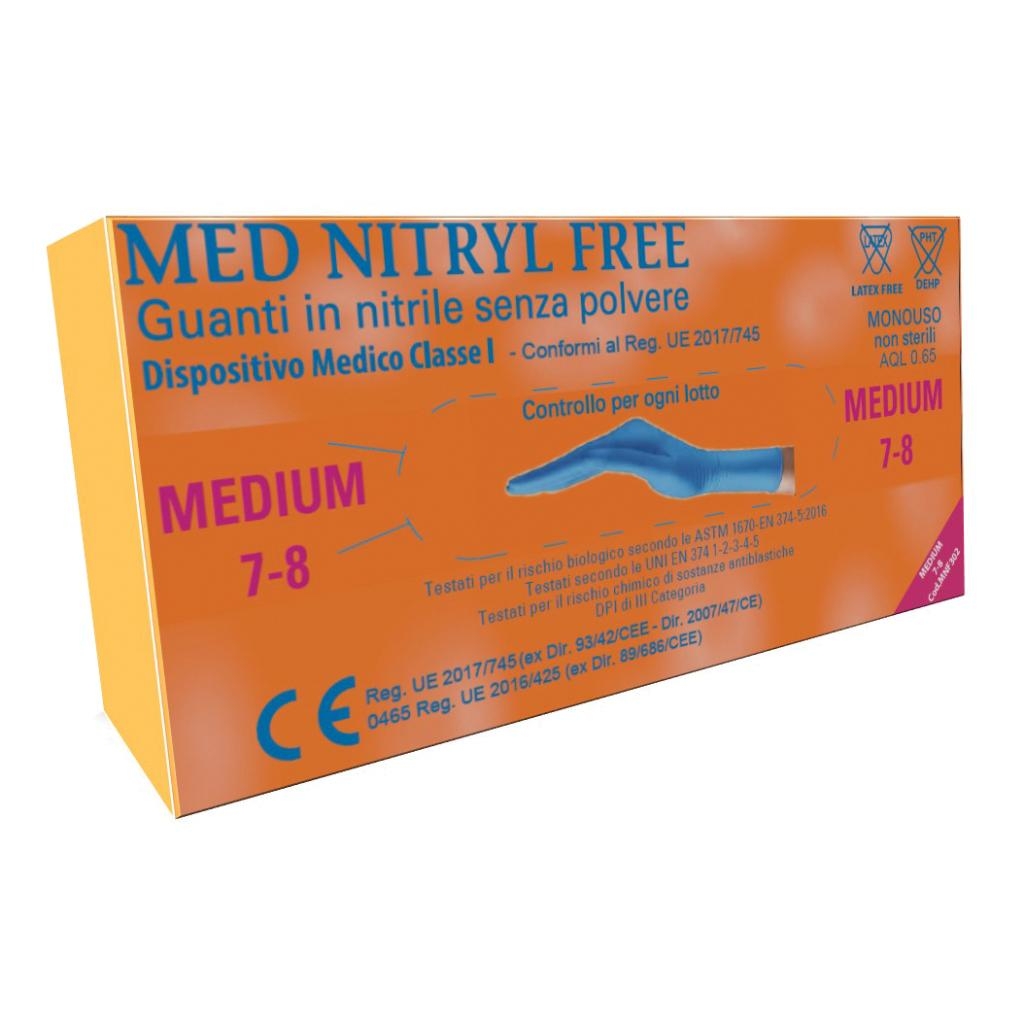 GUANTO MONOUSO IN NITRILE BLU NON STERILE SENZA POLVERE LUNGHEZZA 245 MM MISURA MEDIUM CODICE COLORE ROSA 100 PEZZI