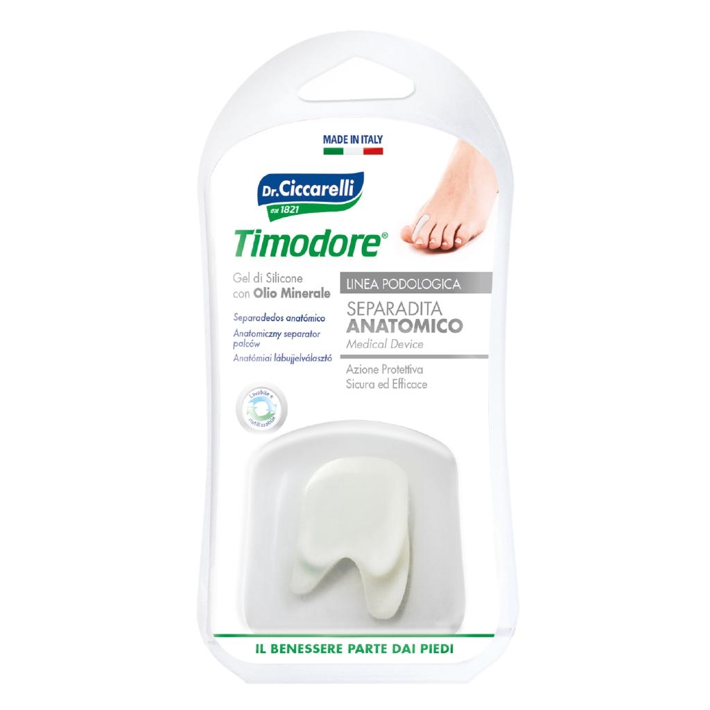 SEPARADITA ANATOMICO PER PIEDE REALIZZATO IN GEL DI SILICONE BIANCO SEMITRASPARENTE SAGOMATO IGIENEPIEDE 2 PEZZI