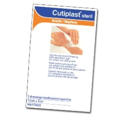 MEDICAZIONE CUTIPLAST STERIL ADESIVA SUPPORTO IN TNT ADESIVO POLIACRILATO IPOLLERGENICO E TAMPONE NON ADERENTE 25X10 CM 3 PEZZI