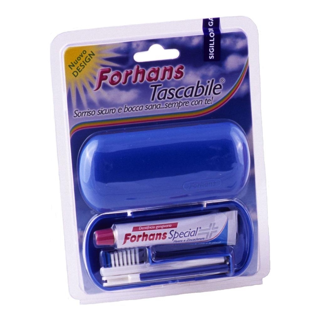FORHANS TRAVEL KIT TASCABILE COMPOSTO DA SPAZZOLINO DA VIAGGIO + FORHANS SPECIAL PASTA DENTIFRICIA TUBETTO 12,5 ML