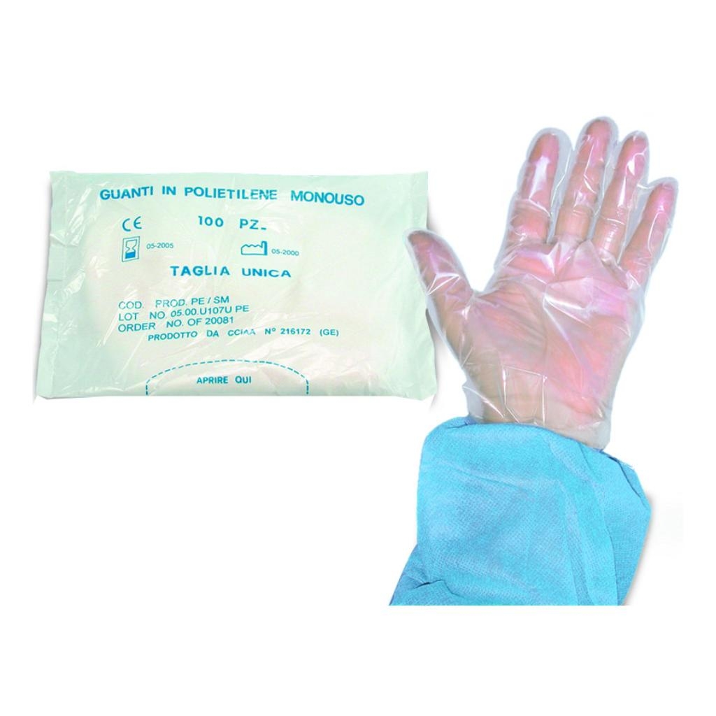 GUANTO PLASTICA MONOUSO PVC BUSTA 100 PEZZI