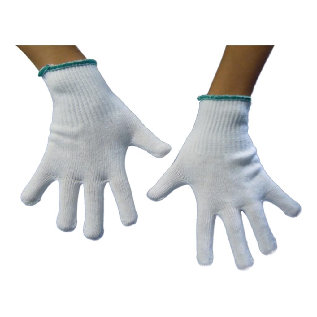 GUANTO AMBIDESTRO IN COTONE MONOFILO BIANCO PER ALLERGIE DERMATOLOGICHE SENZA CUCITURE POLSINO ELASTICO LARGHEZZA 65 MM 7,5 1 PAIO