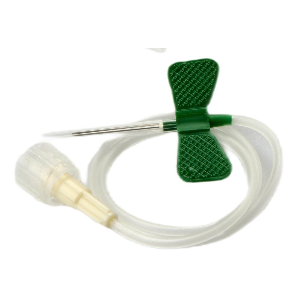 AGO BUTTERFLY STANDARD WINGED SET GAUGE 21 0,8X19 MM CON ALETTE GUIDA CANNULA DI RACCORDO VOLUME 0,44 ML VERDE