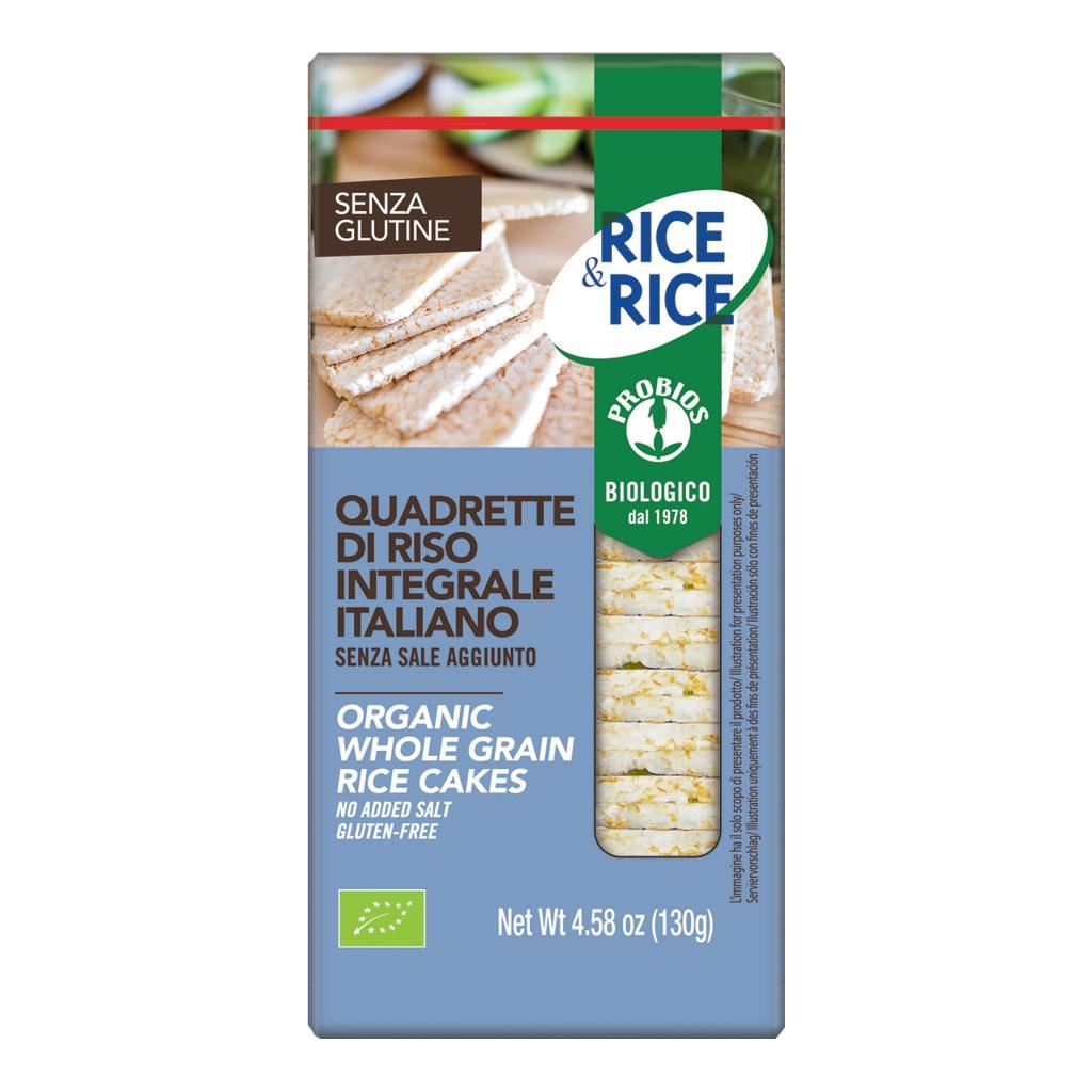 RICE&RICE QUADRETTE DI RISO SENZA SALE E SENZA LIEVITO 130 G