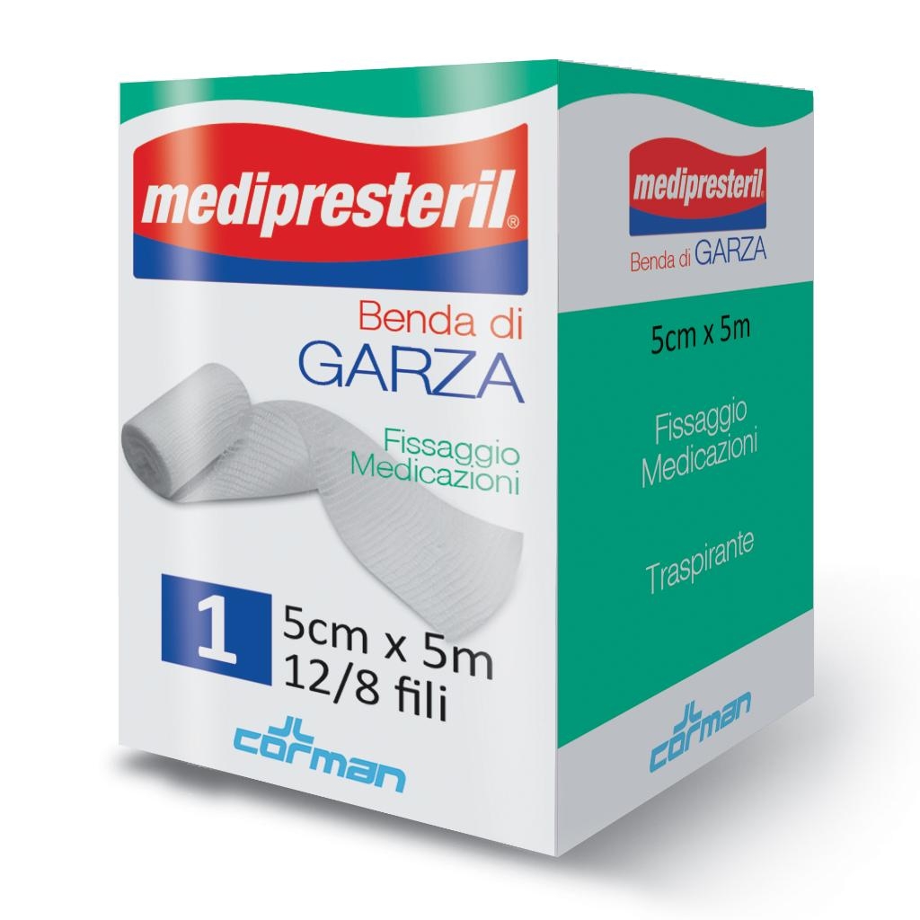 BENDA DI GARZA MEDIPRESTERIL 12/8 FU M5X5CM 12/8 FILI