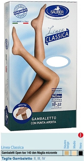 SAUBER GAMBALETTO OPEN TOE MAGLIA MICRORETE 140 DEN COLORE NEUTRO BEIGE TAGLIA 4 LINEA CLASSICA