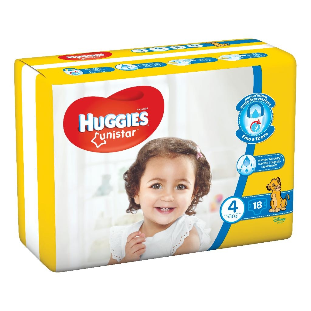PANNOLINO HUGGIES UNISTAR MAXI 4 7/18 KG 18 PEZZI