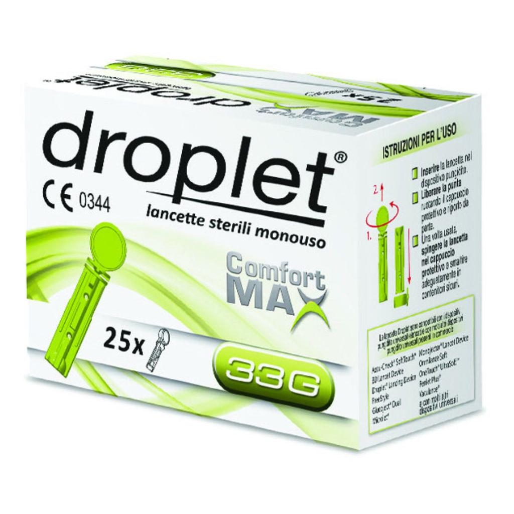 LANCETTE PUNGIDITO DROPLET COMFORT MAX GAUGE 33 25 PEZZI