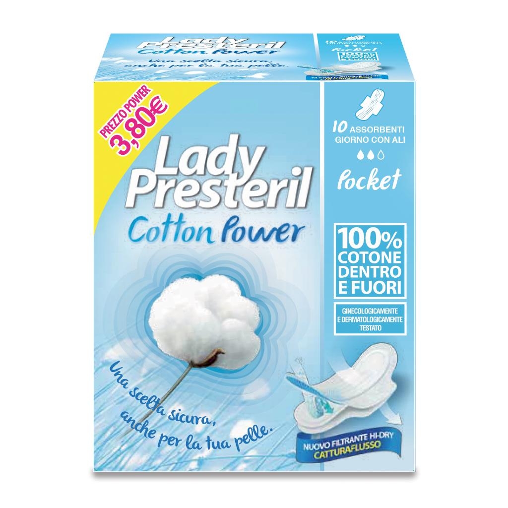 LADY PRESTERIL COTONE DENTRO & COTONE FUORI 10 ASSORBENTI CON ALI GIORNO PROMO