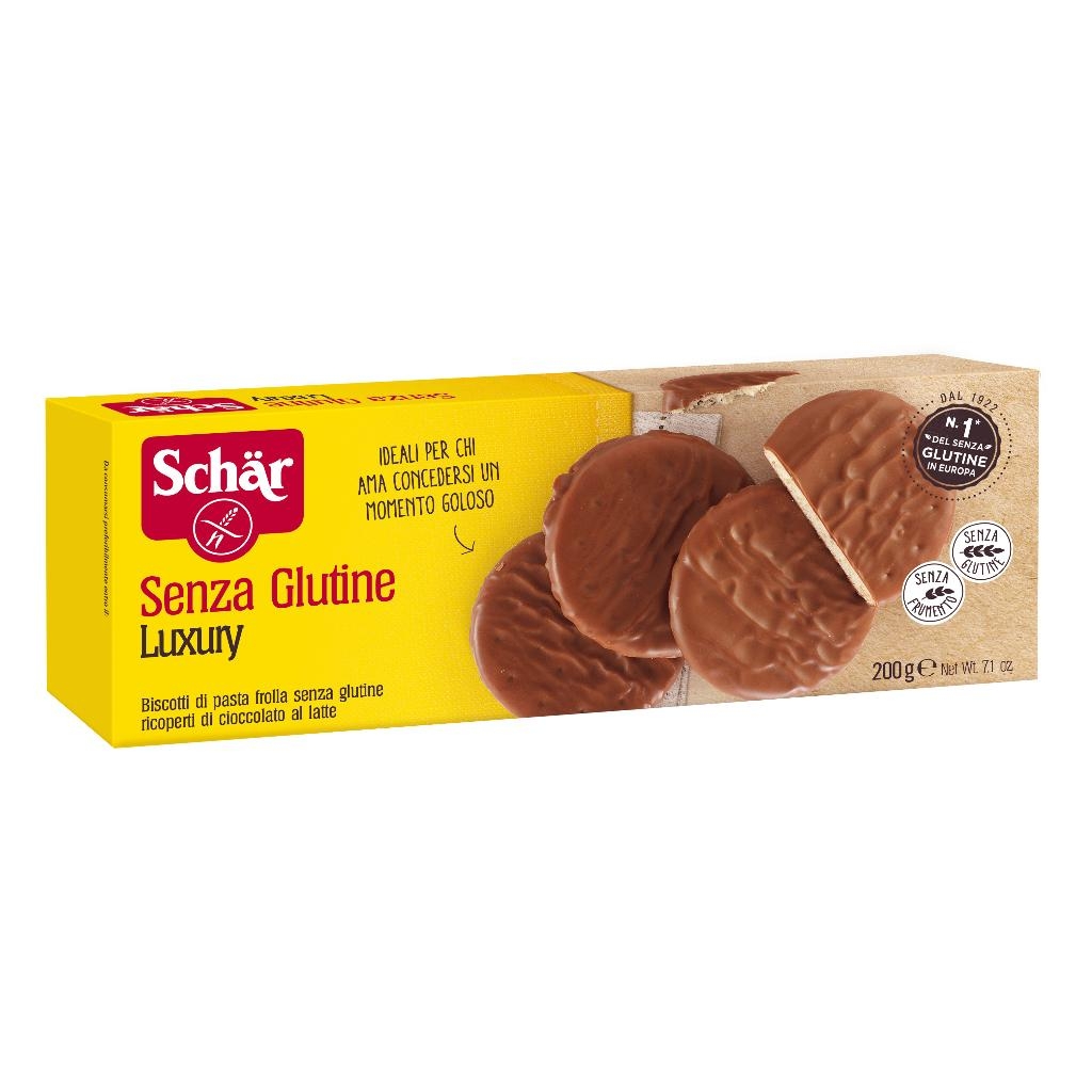 SCHAR LUXURY BISCOTTI DI PASTA FROLLA RICOPERTI DI CIOCCOLATO AL LATTE 200 G