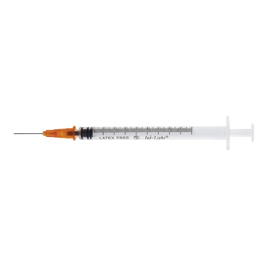 INJ-LIGHT SIRINGA PER TUBERCOLINA 1 ML CON AGO GAUGE25 CONO CENTRALE LUNGHEZZA 16MM COLORE ARANCIONE 1 PEZZO