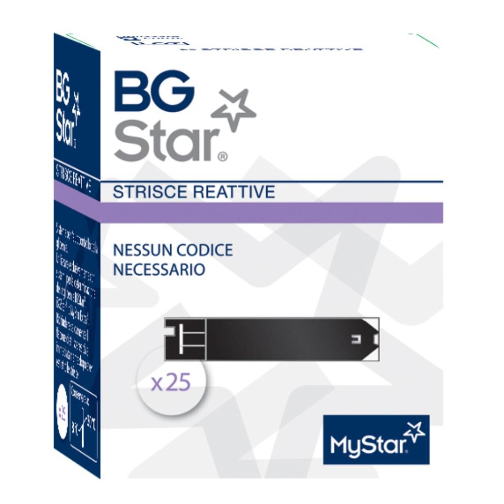 STRISCE REATTIVE MISURAZIONE GLICEMIA BGSTAR MYSTAR 25 PEZZI