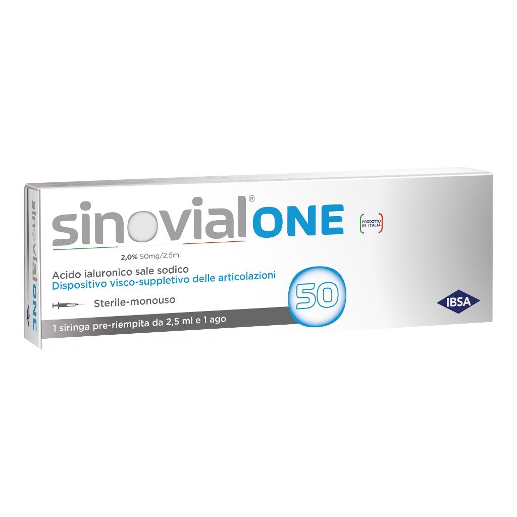 SIRINGA INTRA-ARTICOLARE SINOVIAL 50 ACIDO IALURONICO SALE SODICO 2% 50MG/2,5ML 2,5ML + AGO 21 GAUGE