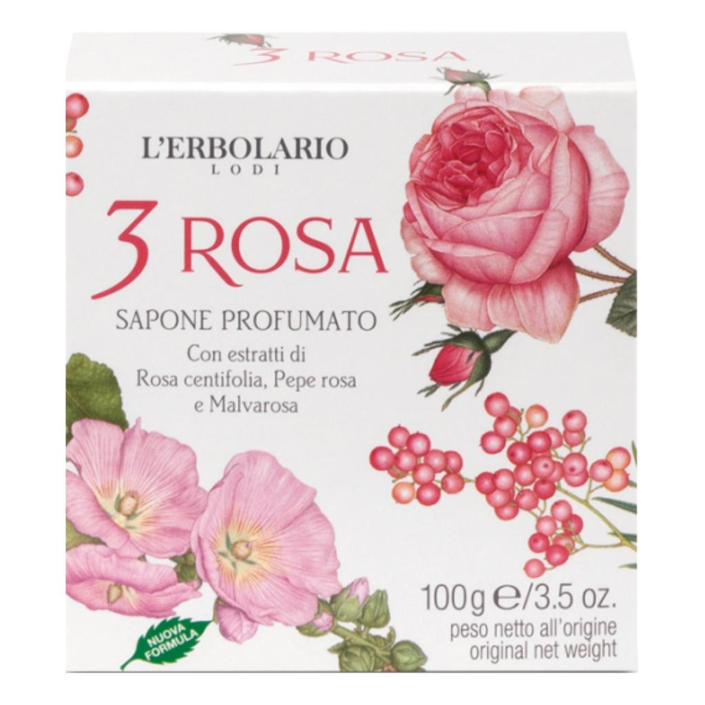 3 ROSA SAPONE PROFUMATO 100 G