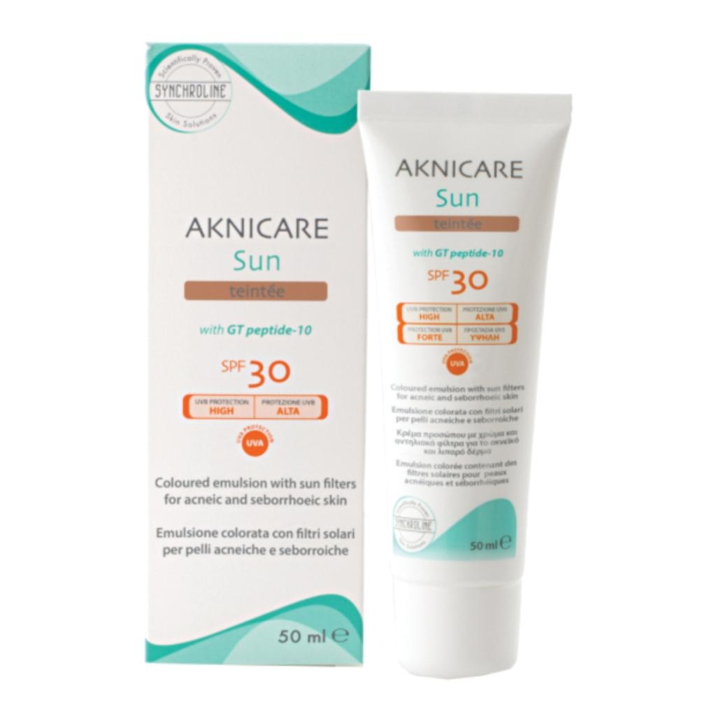 CREMA COLORATA PROTETTIVA SOLARE PER PELLE ACNEICA AKNICARE SUN TEINTEE' DORE' TUBETTO 50 ML