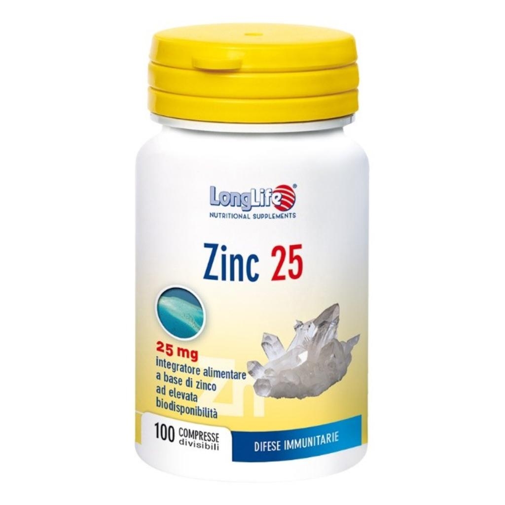 LONGLIFE ZINC 25 MG 100 COMPRESSE DIVISIBILI