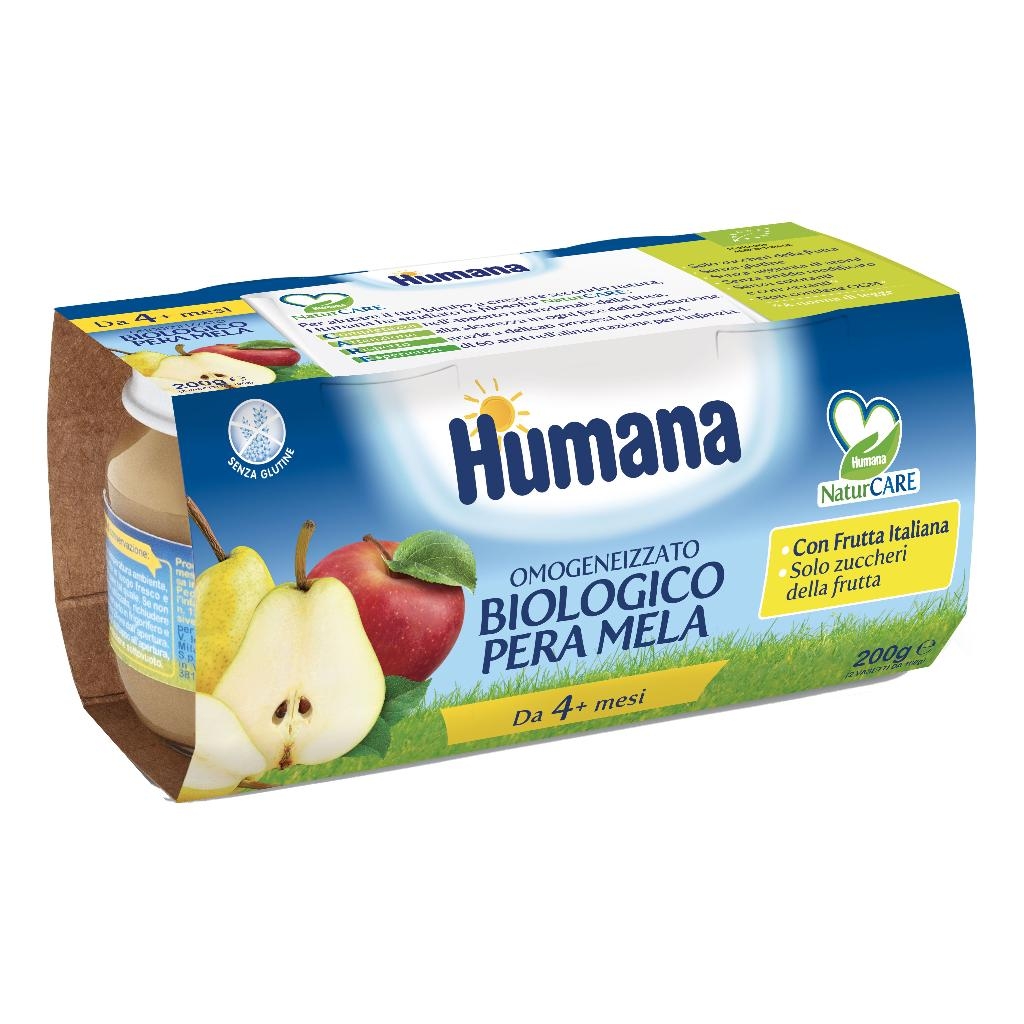 HUMANA OMOGENEIZZATO MELA/PERA BIO 2 VASETTI 100 G