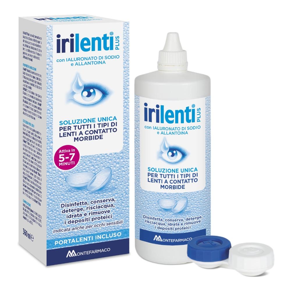 SOLUZIONE UNICA PER LENTI A CONTATTO IRILENTI CON ACIDO IALURONICO 2 FLACONI DA 360 ML + 100 ML