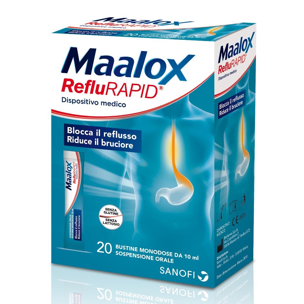 SOSPENSIONE ORALE MAALOX REFLURAPID 20 BUSTINE MONODOSE DA 10 ML