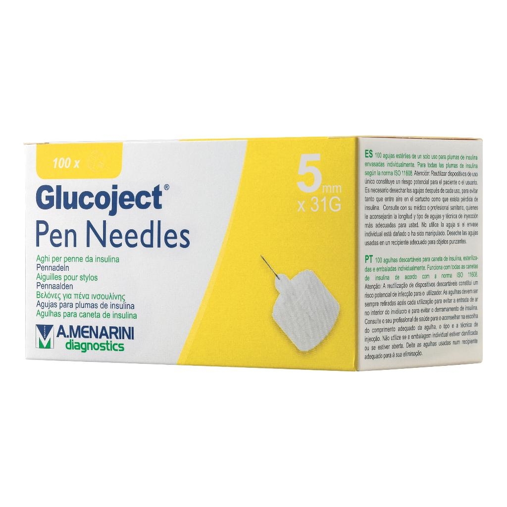 AGO PER PENNA DA INSULINA GLUCOJECT LUNGHEZZA 5 MM GAUGE 31 100 PEZZI