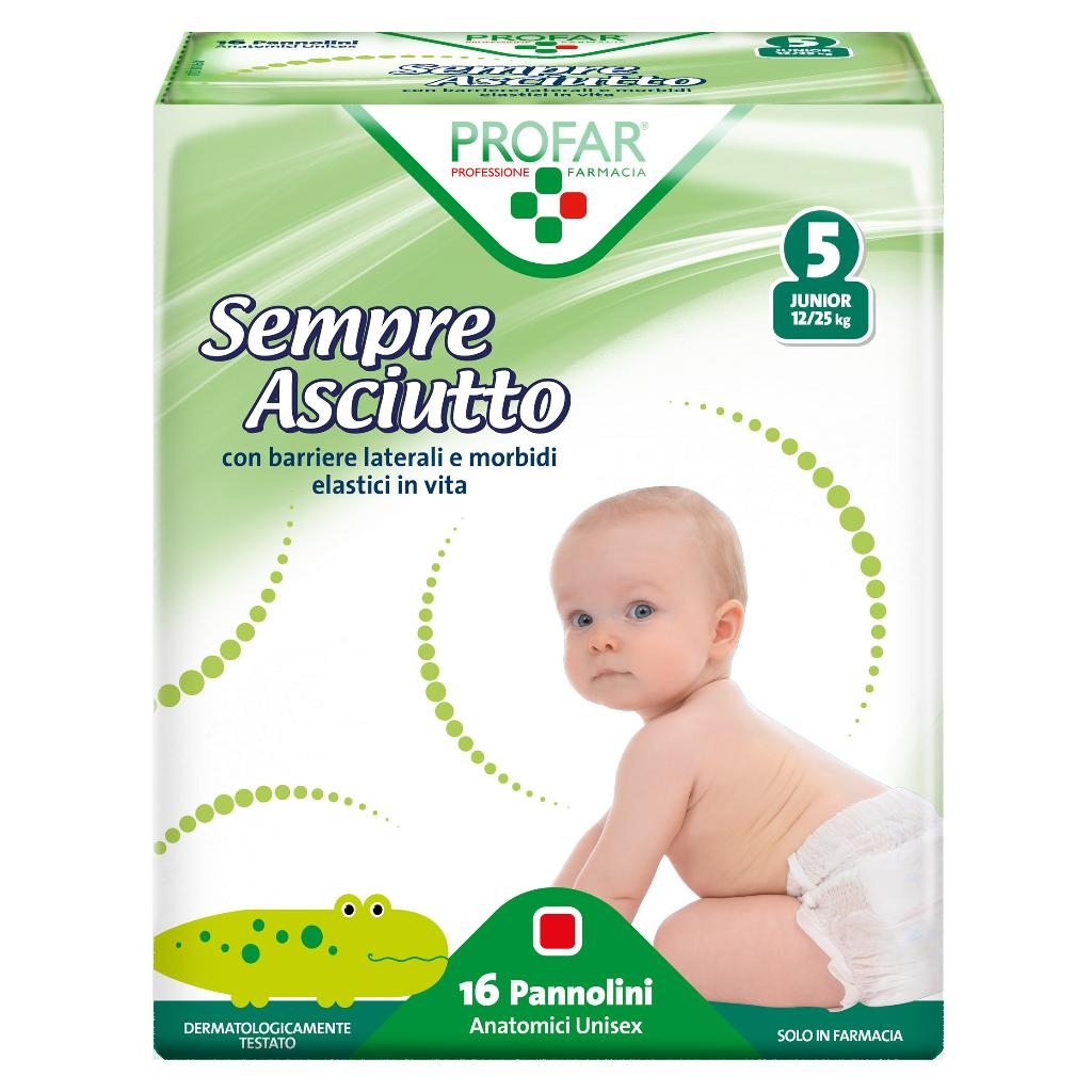 SEMPRE ASCIUTTO JUNIOR TAGLIA 5 12/25KG 16 PEZZI PROFAR