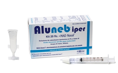 ALUNEB KIT SOLUZIONE IPERTONICA 3% 20 FLACONCINI + MAD NASAL ATOMIZZATORE