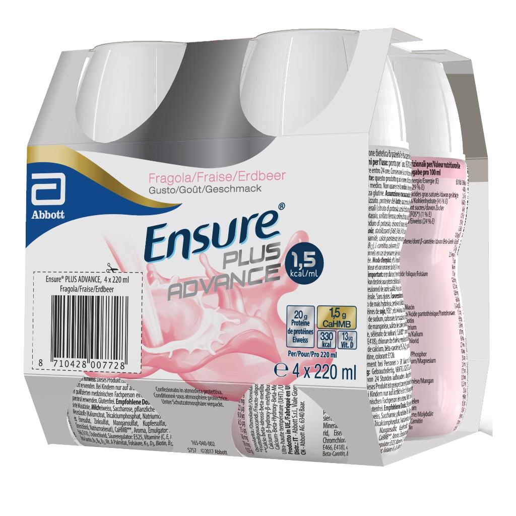 ENSURE PLUS ADVANCE FRAGOLA 4 BOTTIGLIE DA 220 ML