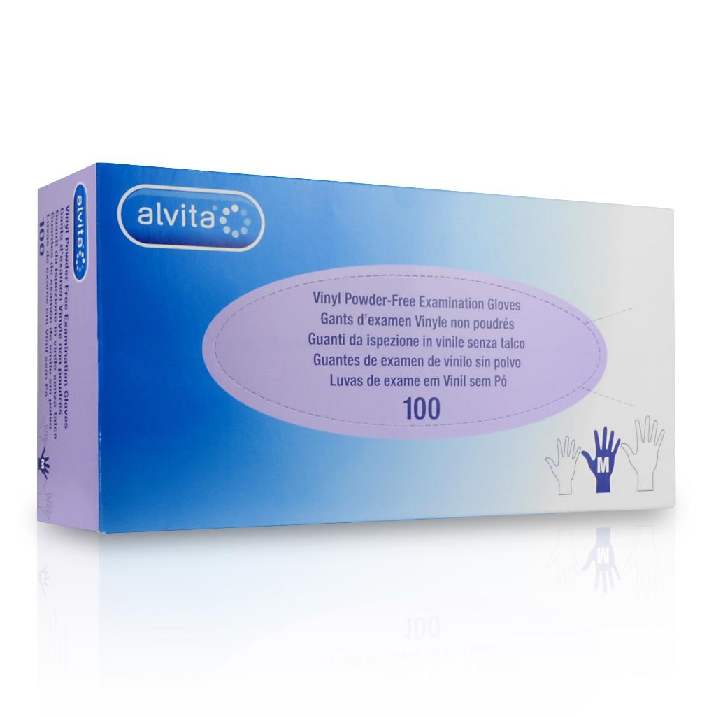 GUANTI DA ISPEZIONE ALVITA IN VINILE SENZA TALCO L 100 PEZZI