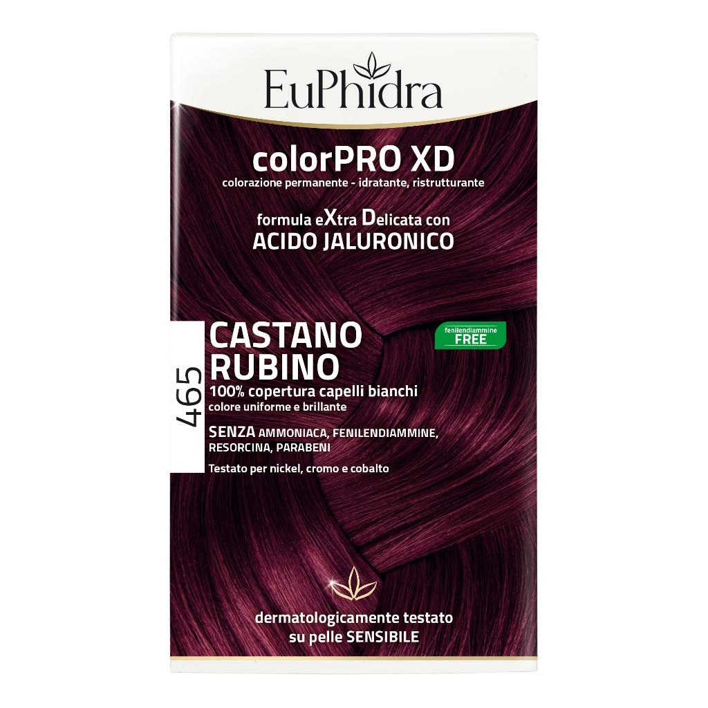EUPHIDRA COLORPRO XD 465 CAST RUBINO GEL COLORANTE CAPELLI IN FLACONE + ATTIVANTE + BALSAMO + GUANTI