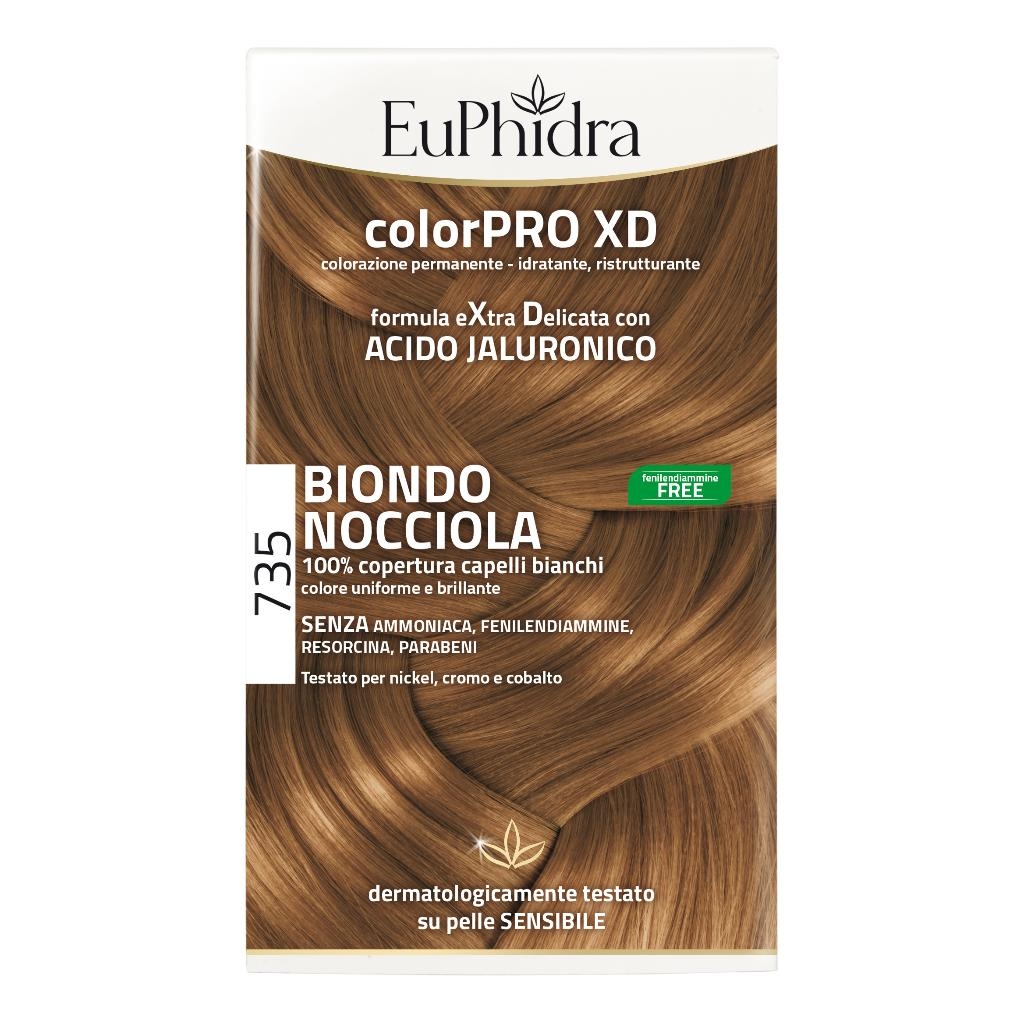EUPHIDRA COLORPRO XD 735 BIONDO NOCCIOLA GEL COLORANTE CAPELLI IN FLACONE + ATTIVANTE + BALSAMO + GUANTI