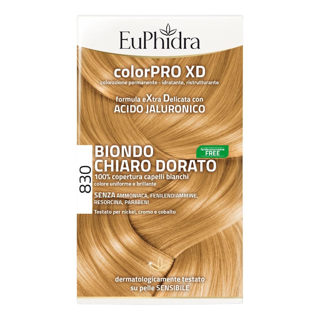 EUPHIDRA COLORPRO XD 830 BIONDO CHIARO DORATO GEL COLORANTE CAPELLI IN FLACONE + ATTIVANTE + BALSAMO + GUANTI
