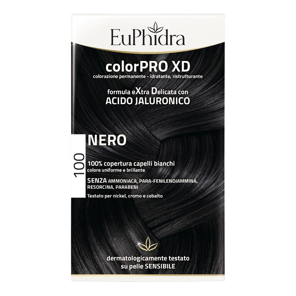 EUPHIDRA COLORPRO XD 100 NERO GEL COLORANTE CAPELLI IN FLACONE + ATTIVANTE + BALSAMO + GUANTI