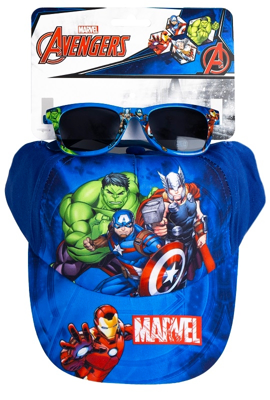 CERDA' AVENGERS SET CAPPELLO BLU/OCCHIALE DA SOLE