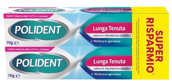 ADESIVO PROTESI DENTALI POLIDENT LUNGA TENUTA 2 TUBETTI X 70 G